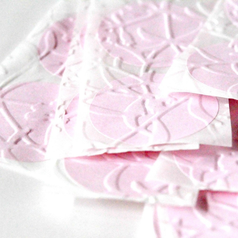30 Embossed Pastel Pink Stickers