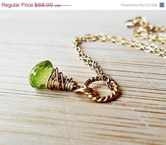 20% OFF FALL SALE Peridot Necklace August Birthstone 14kt gold fill Aaa - Aaaa Quality, Grass Stain