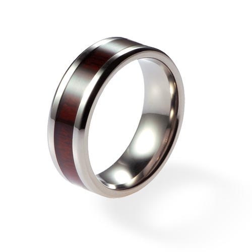 Titanium Ring Exotic Titanium Wedding Ring Light Wood Inlay Wedding Band