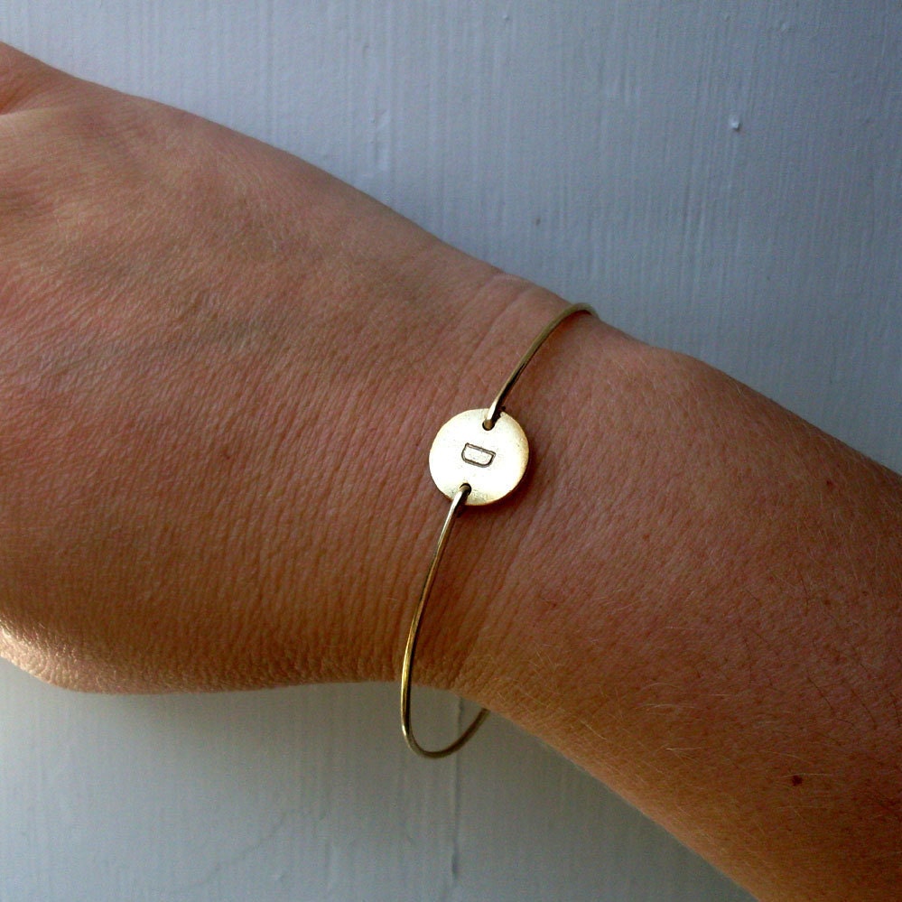Personalized Custom Initial Bangle Bracelet - Gold, Custom Initial Jewelry, Personalized Bracelet, Personalized Initial Monogram Bracelet