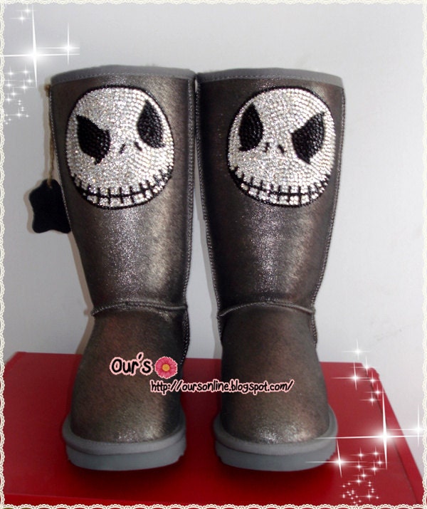 Czech  Crystal Bling Bling Wool Boots With Jack skellington