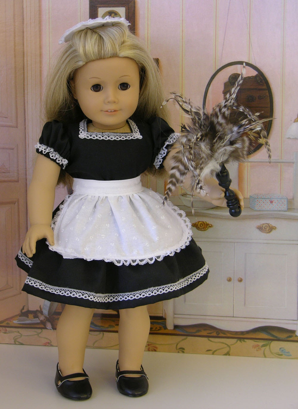 French Maid costume for American Girl or 18 inch doll with shoes