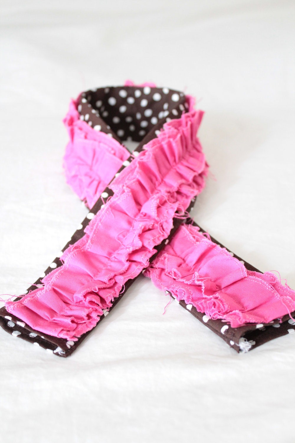 Rugged Ruffle Camera Strap Cover in Hot Pink