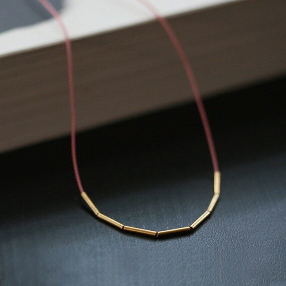 fay - minimalist silk and gold necklace by elephantine