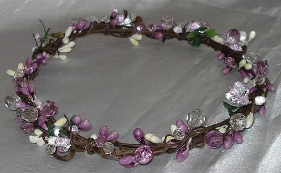 Lavender Violet Hair Wreath Fascinator with Bling