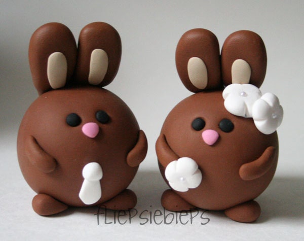 Custom Bunny Rabbit Wedding Cake Topper brown 6200 fliepsiebieps