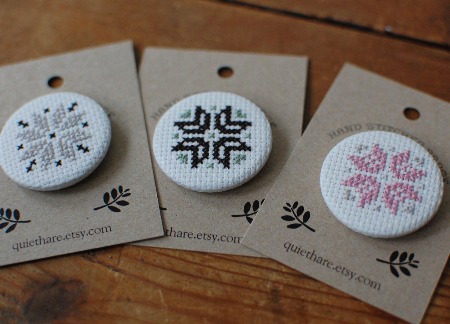 Folk cross stitch badges