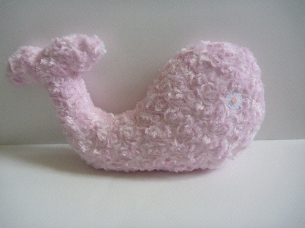 Girl's Whale Pillow Plushie in minky Pink for Whale Nursery or Plush Whale Toy