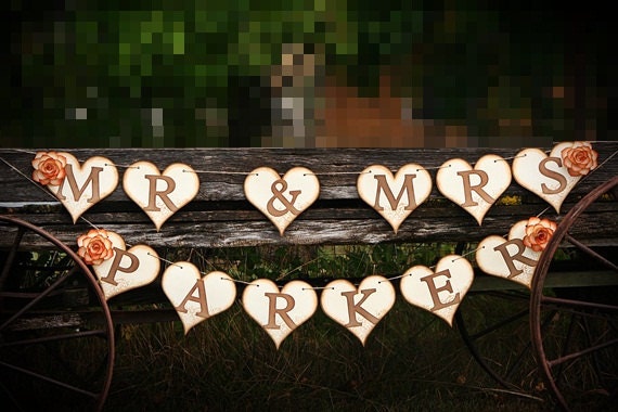 Wedding Banner LAST NAME Head Table Photo Prop Custom From TheMadStamper