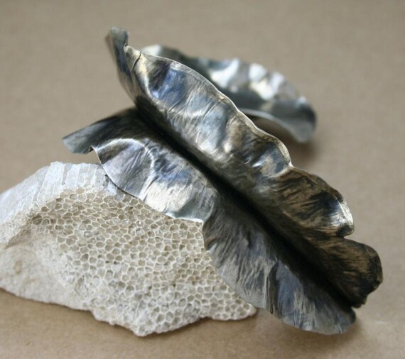 SILVER RUFFLES - Hand Forged Fold Formed Sterling Silver Cuff Bracelet