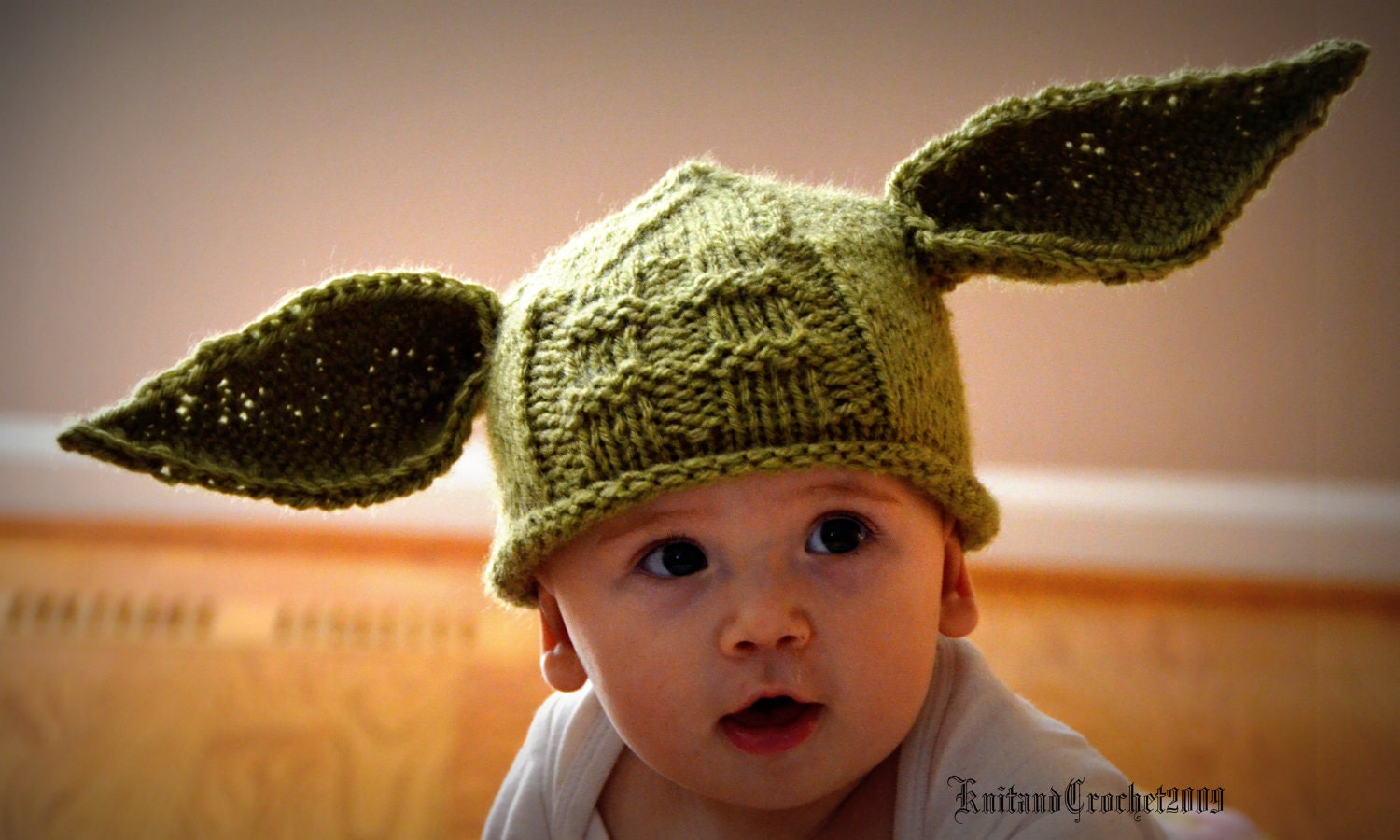 Yoda کلاه تمام اندازه نوزاد کودک نو پا Yoda یکنوع عرقچین کوچک کهمحصلین برسر میگذارند عکس حائل کردن یا شدن هالووین سفارشی دستباف سبز بافتنی