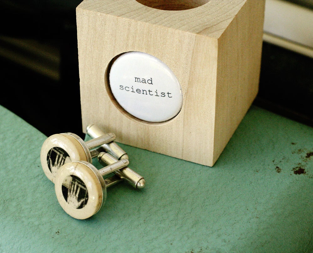Mad Scientist Cufflinks - Wine Cork Jewelry Upcycled by Uncorked
