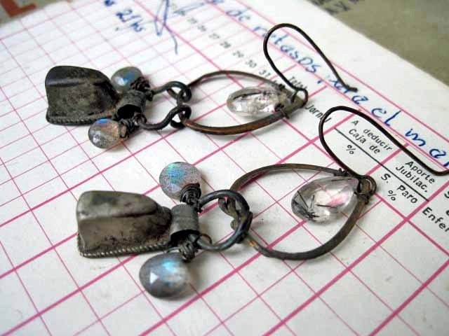 Zanzibar. Gemstone Assemblage Gypsy Dangles with Labradorite.