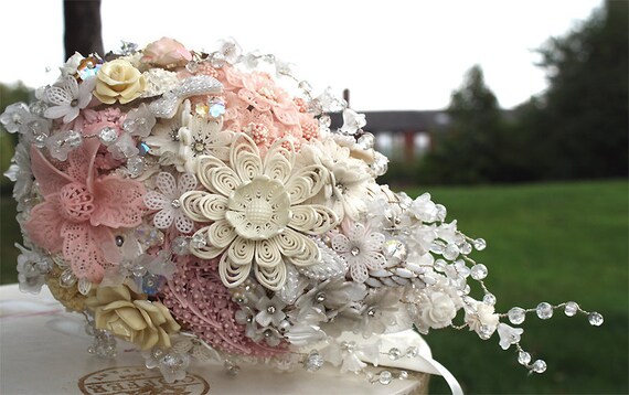 Brooch wedding bouquet UTTERLY VINTAGE vintage lacey celluoid brooches 