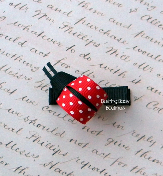Little Lady Bug Hair Clip-- Perfect for Spring-- Birthdays and Baby Showers