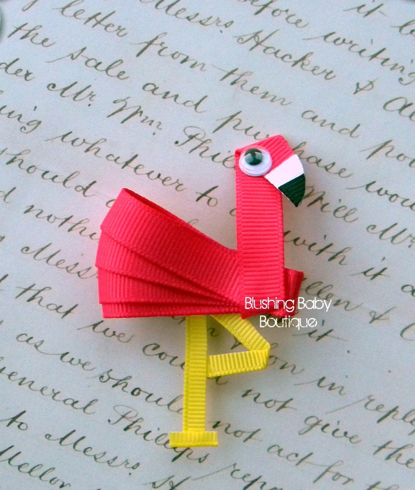 Hot Pink Flamingo Hair Clip-- Perfect for Spring-- Birthdays and Baby Showers