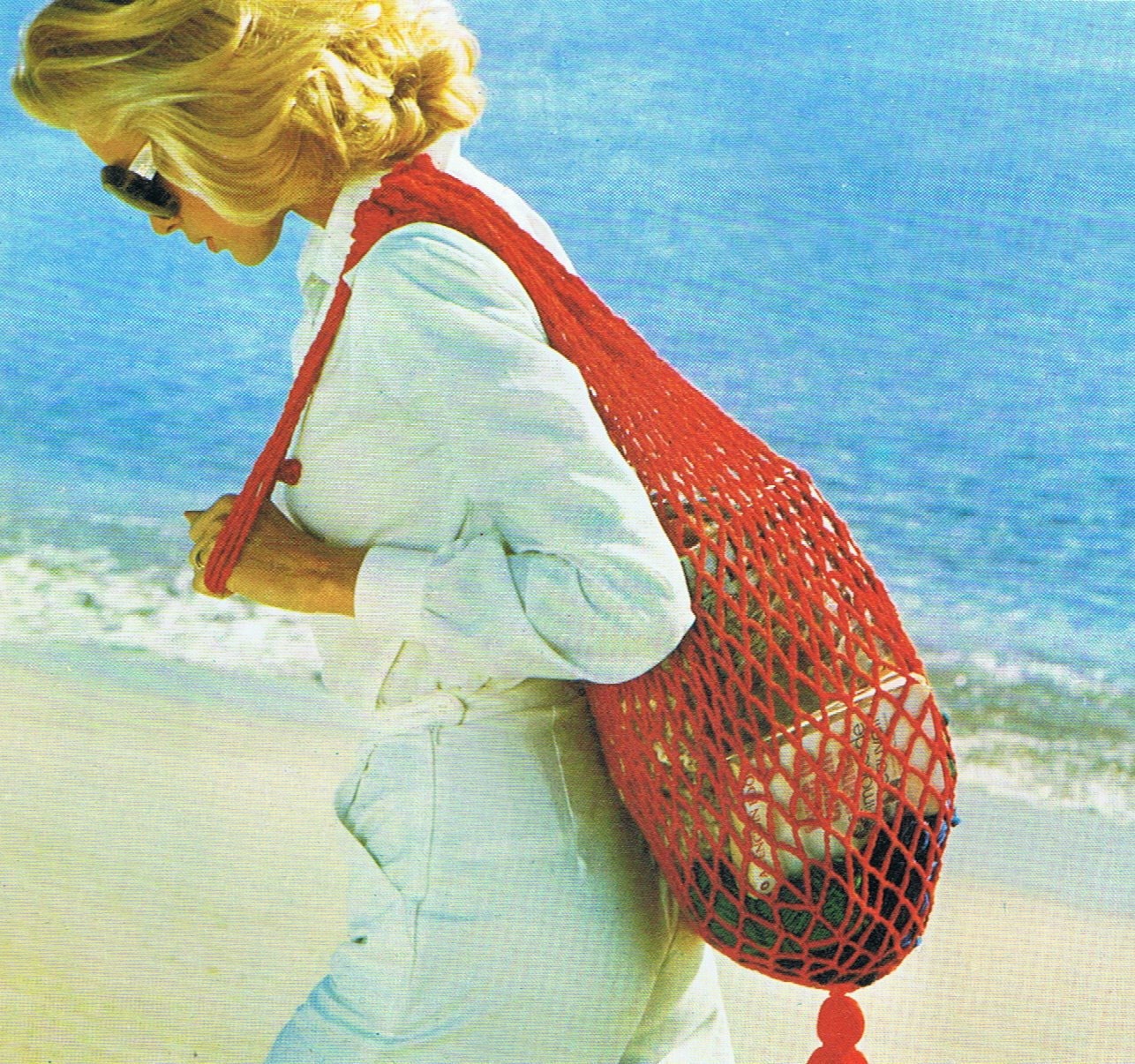 Beach Bag Crochet Pattern PDF Vintage 70s (T206)
