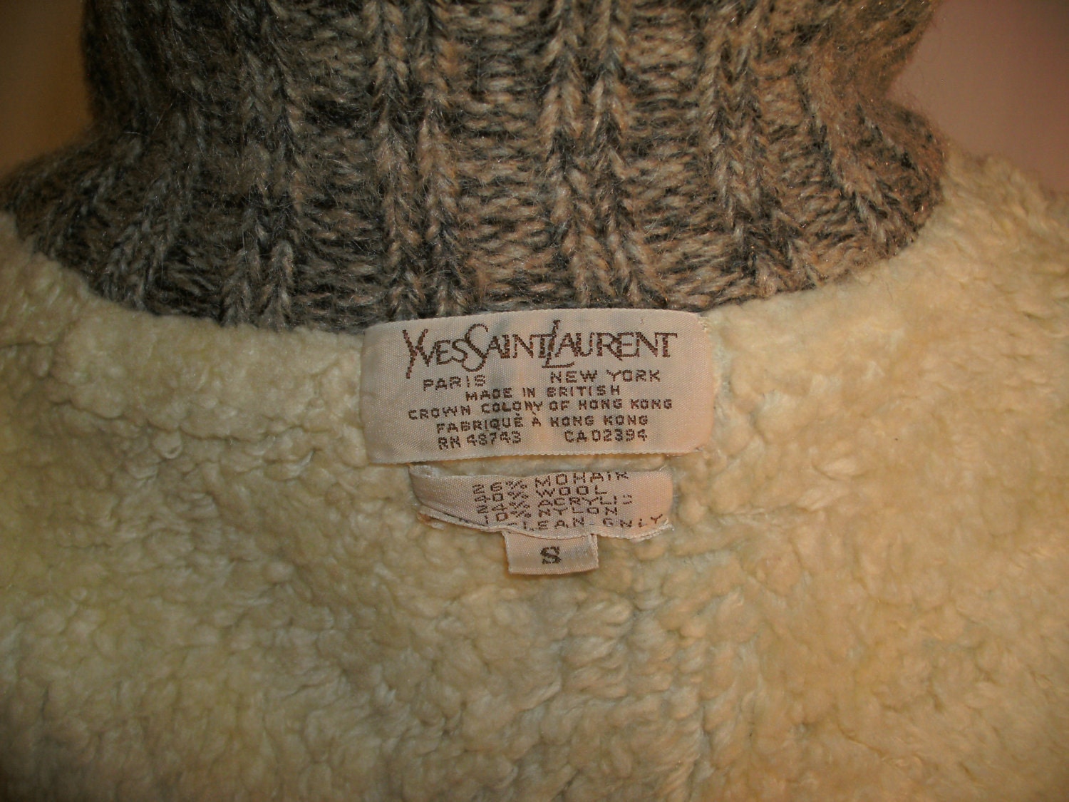 Vintage Yves Saint Laurent Mohair/Wool Blend Zip Up Sweater Vest