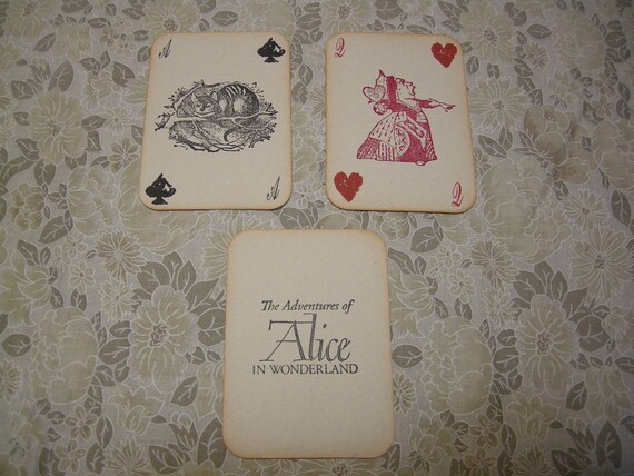 Alice in Wonderland Playing Cards - Full Size 52 Card Deck with sleeves - red queen, white rabbit, mad hatter, custom deck