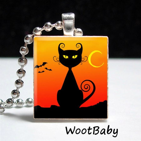 Halloween Black Cat Scrabble Tile Pendant Buy 2 Get 1 Free