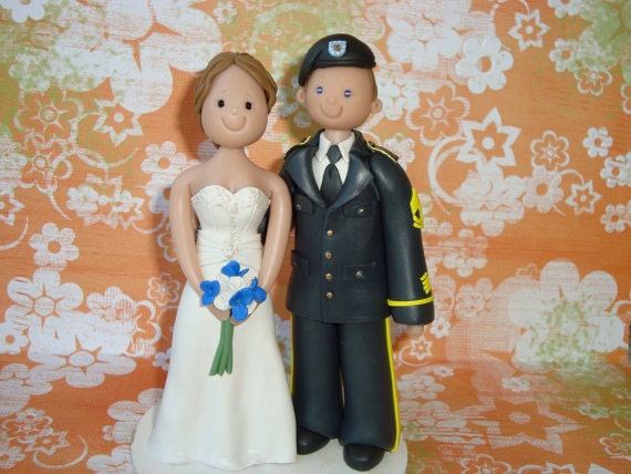 Personalized Bride And Groom Military Wedding Cake Topper