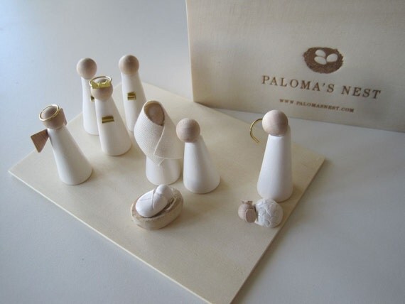 Nativity Set in Wood and Ceramic Limited Edition  by Paloma's Nest