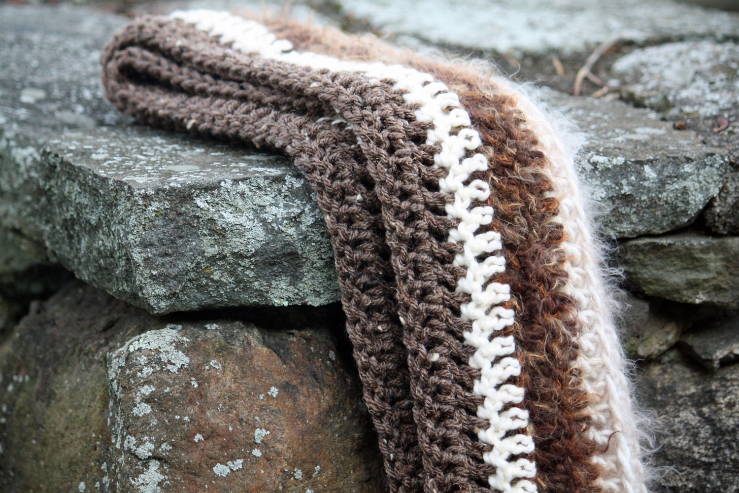 Free Shipping Etsy Black Friday Cyber Monday Extra Long Unisex Crochet Scarf - Neutral Stripes, Earth Tones, Holiday Gift for Him or Her