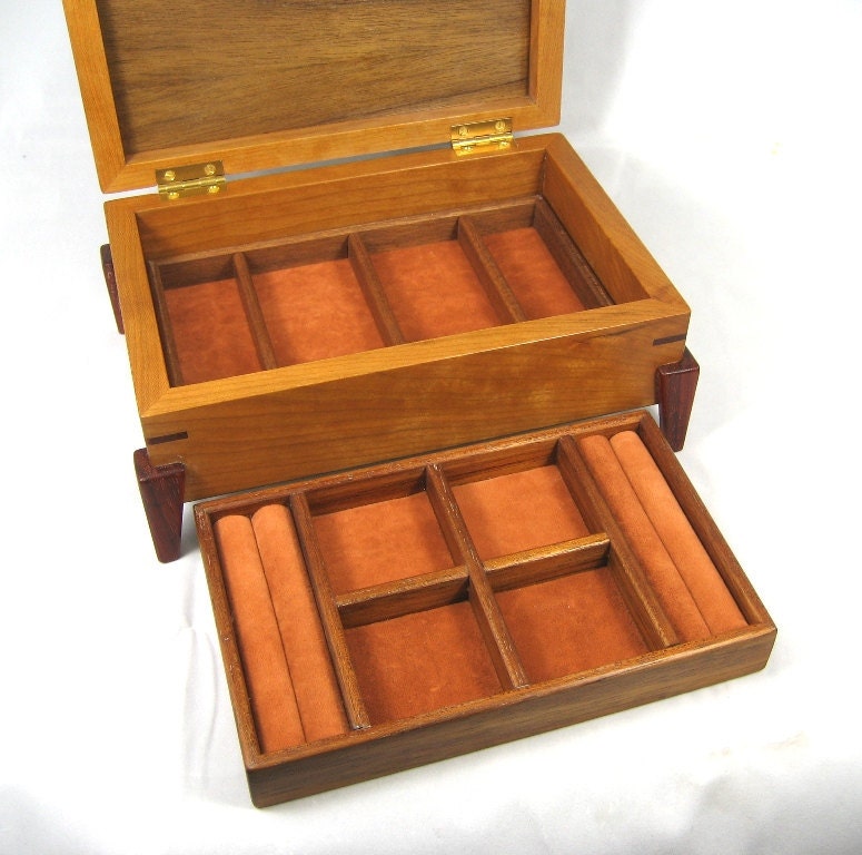 Jewelry Box wooden Cherry with Japanese Curly Sugi