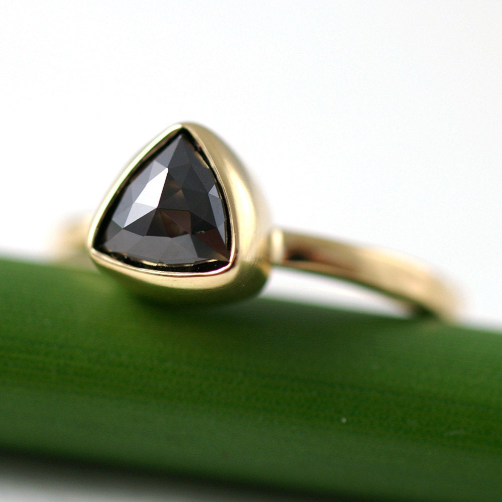 Rose Cut Black Diamond Trillion - One Of A Kind