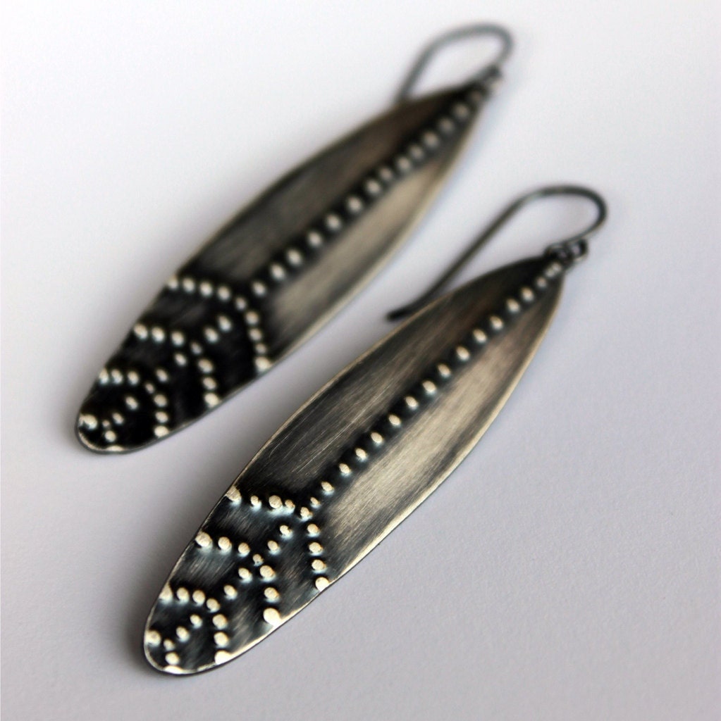 Mother's Day Sale---Feather Imprint Earrings---Ready to Ship