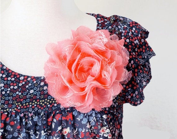 Flower Brooch - Tropical Tangerine Coral Splash