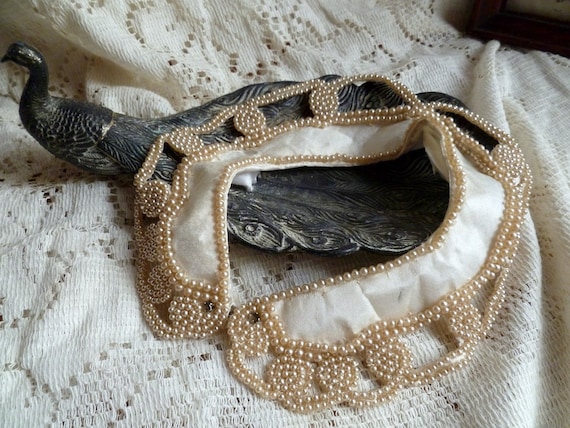 Vintage Satin and Pearl Collar Necklace