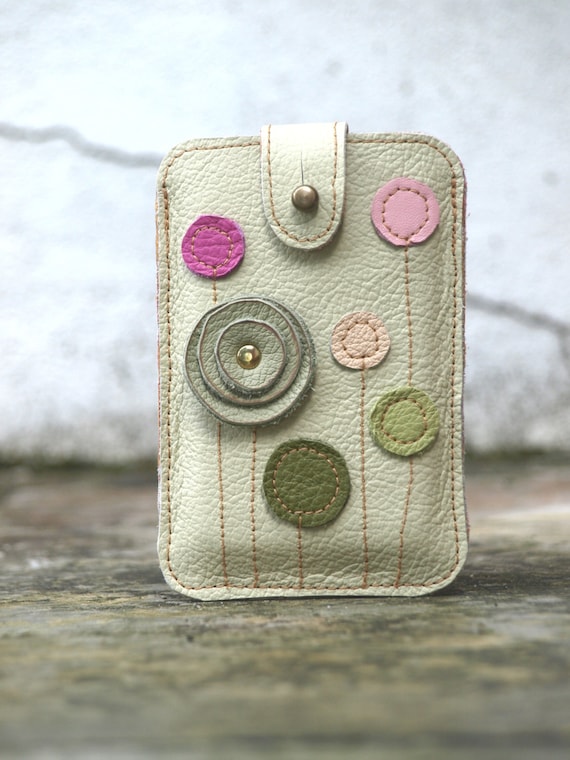 Black Friday Cyber Monday iPhone iTouch  HTC Case . Pastel Leather Floral Applique