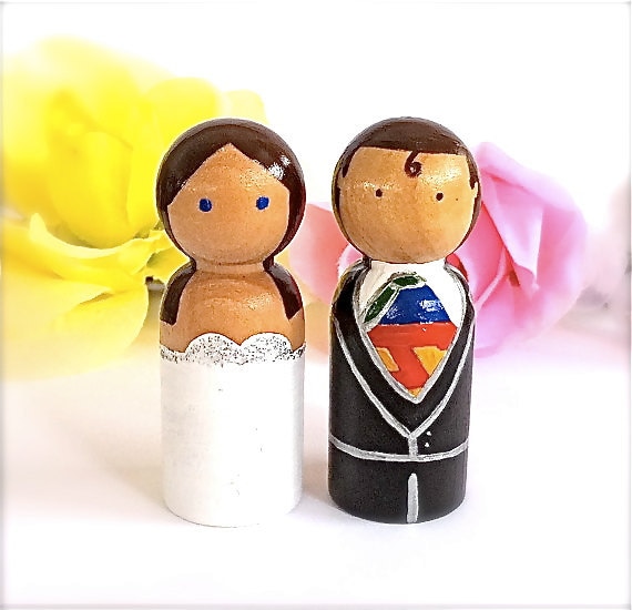 Superman Wedding Cake Toppers Superhero Bride and Groom Custom Clark Kent 