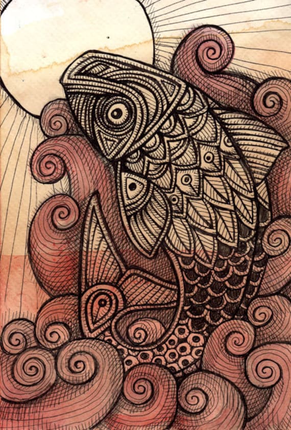 Tribal Fish Koi Carp Animal Giclee Art Print by Lynnette Shelley