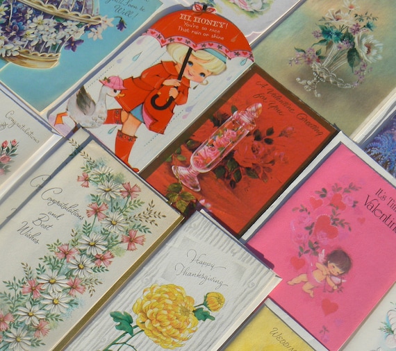 bloomdar vintage Lot Vintage Assorted Greeting Cards Unused