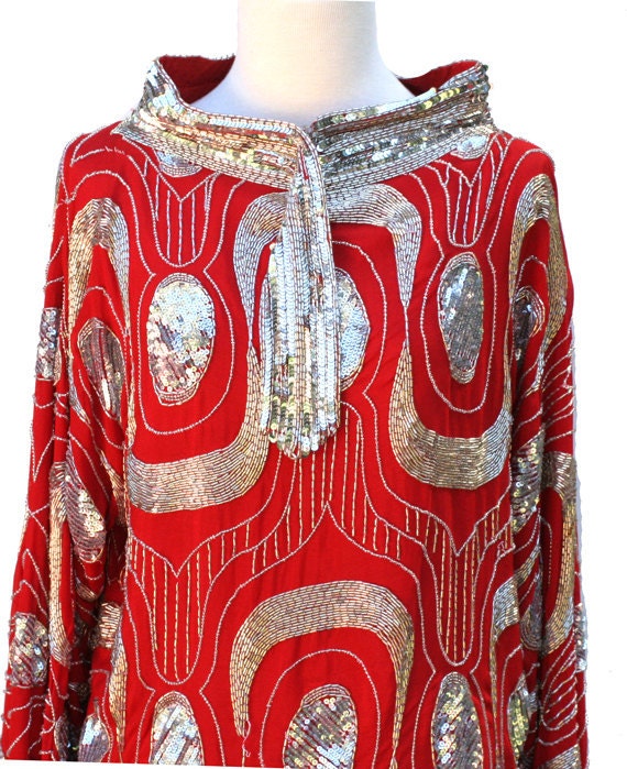 size M-L vintage red silk top