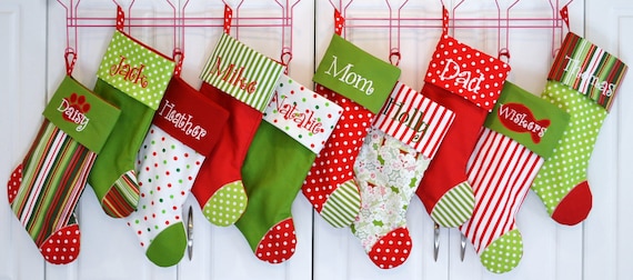 Set of 5 Christmas stockings choose your favorite 5 personalized