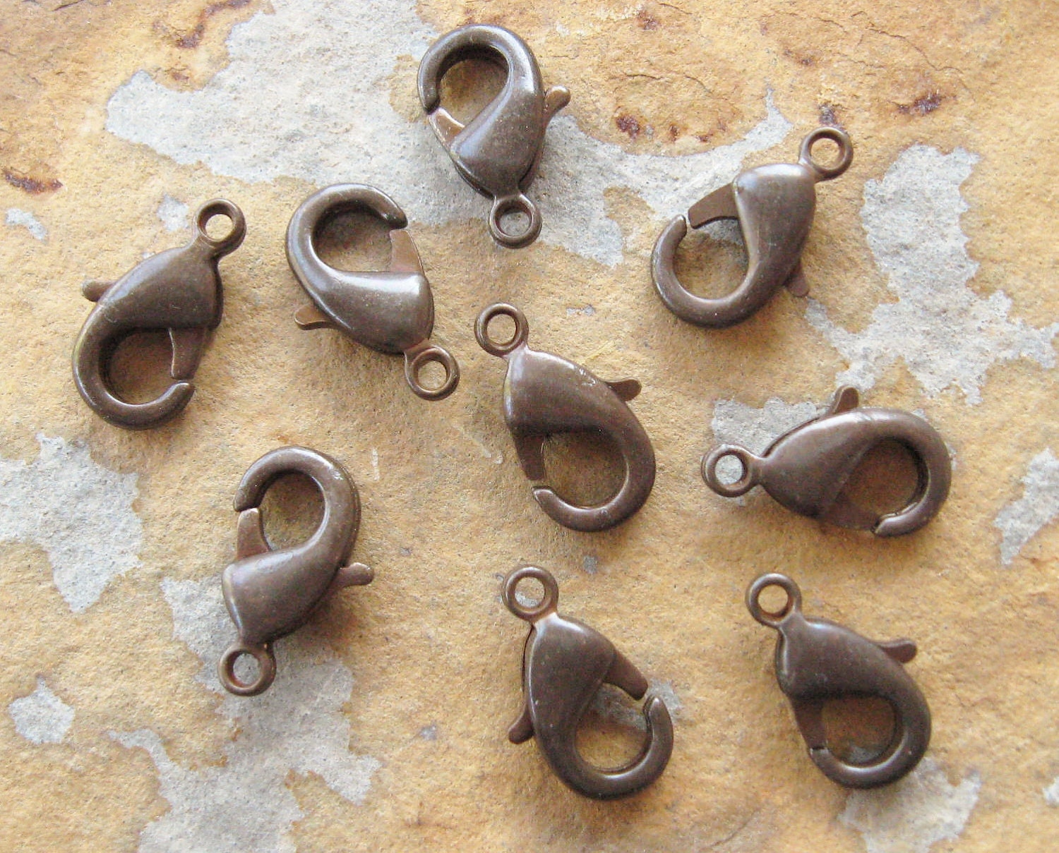 4 Trinity Brass Lobster Clasp 12mm Trinity Vintage Patina LOW SHIPPING