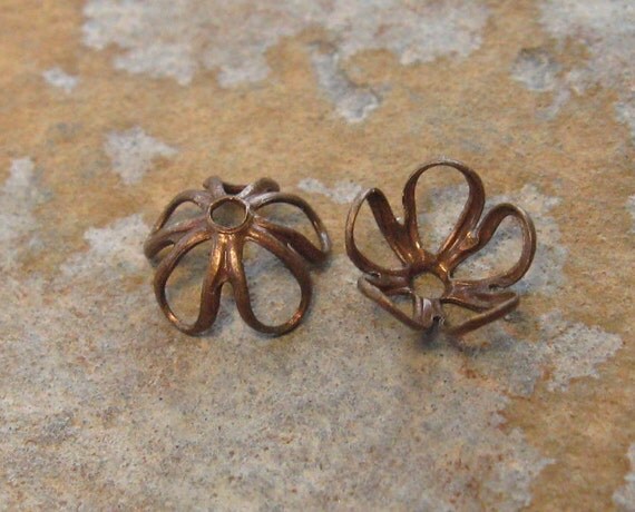 4 Trinity Vintage Patina 6mm Open Petal Bead Cap - Trinity Brass LOW SHIPPING