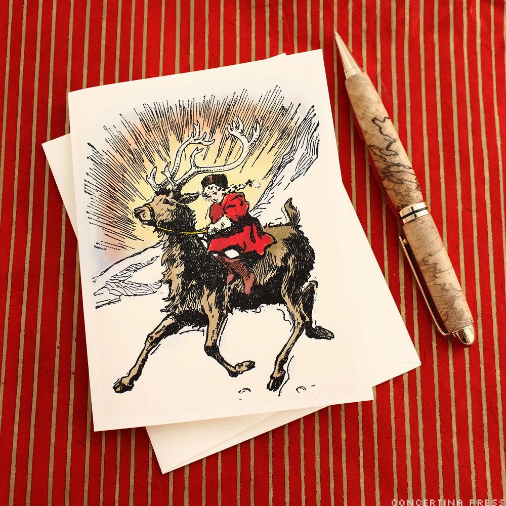 Snow Queen Reindeer New Year's Card by Concertina Press- $14 for 8