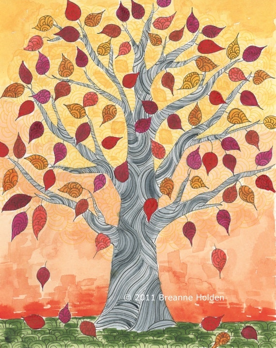 Whimsical Tree Painting Archival Print 8 X 10