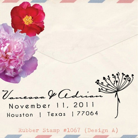 Dandelions Rubber Stamp Flower PERSONALIZED Wedding Stamp Return Address 