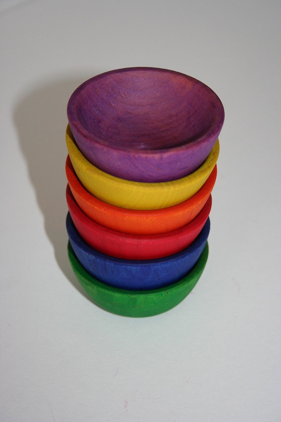 set of 6 nesting bowls, waldorf toy, etsy children, holiday gift, baby toy, montessori game, stocking stuffer, baby shower gift