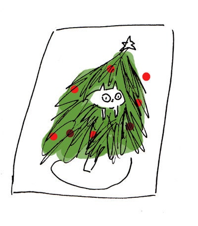 Christmas Cat Card, Set of 2