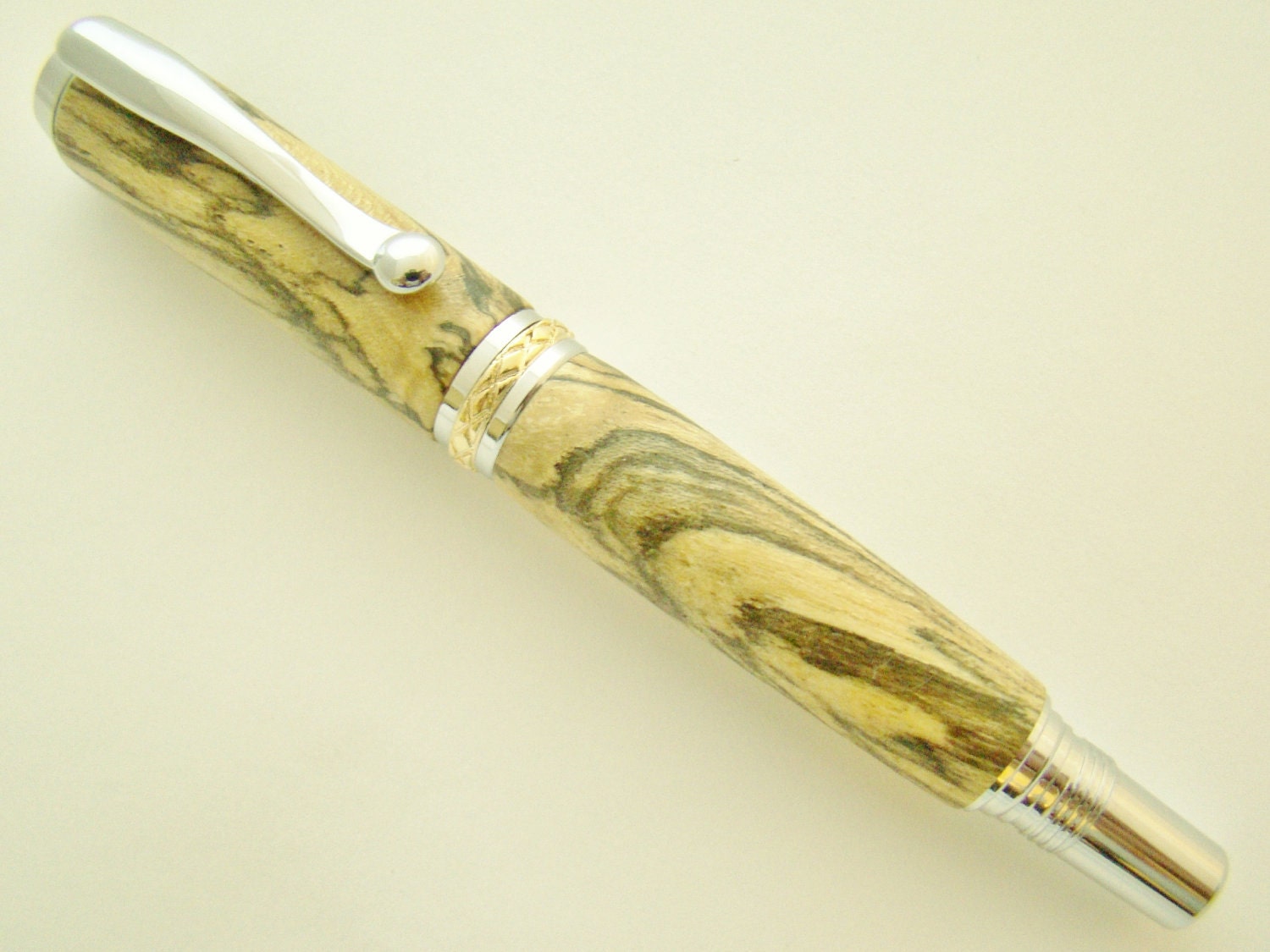 Handcrafted Spalted Hackberry Triton Rollerball Wooden Ink Pen Free Shipping