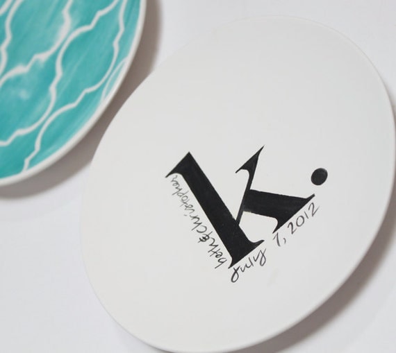 The 6" Modern Monogrammed Collection- Ring Bearer, Anniversaries or Birth Plate