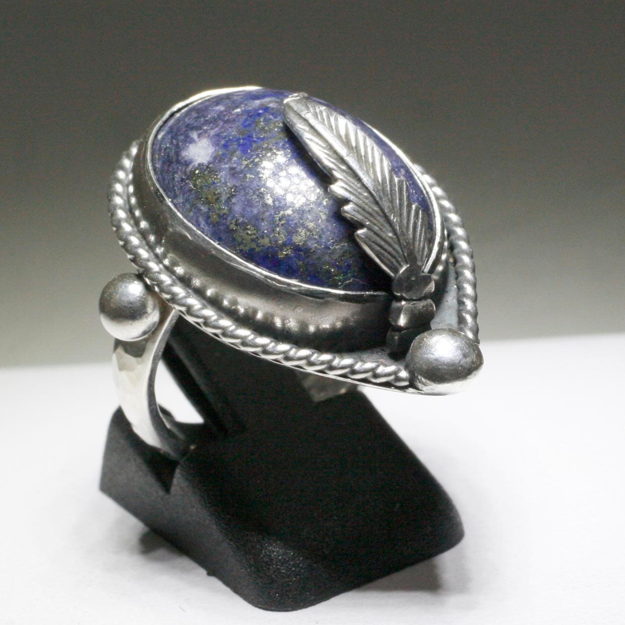 Southwestern Lapis Lazuli Feather Ring