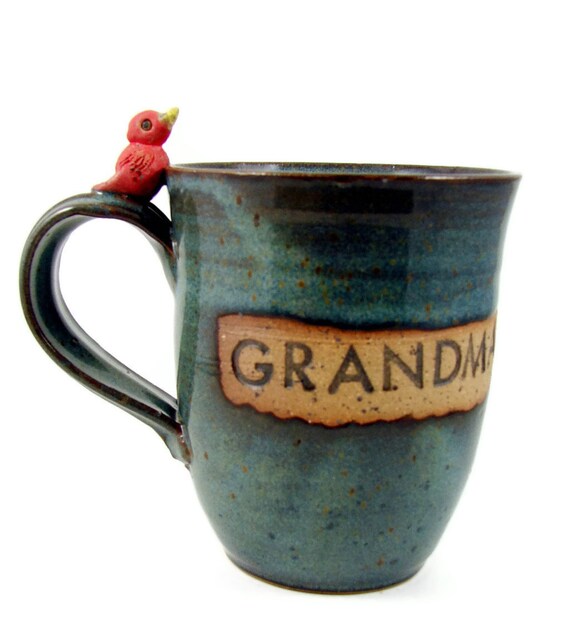 Custom Ceramic Mug with Bird / Customized and Handmade for You - Wheel Thrown Stoneware Clay Pottery