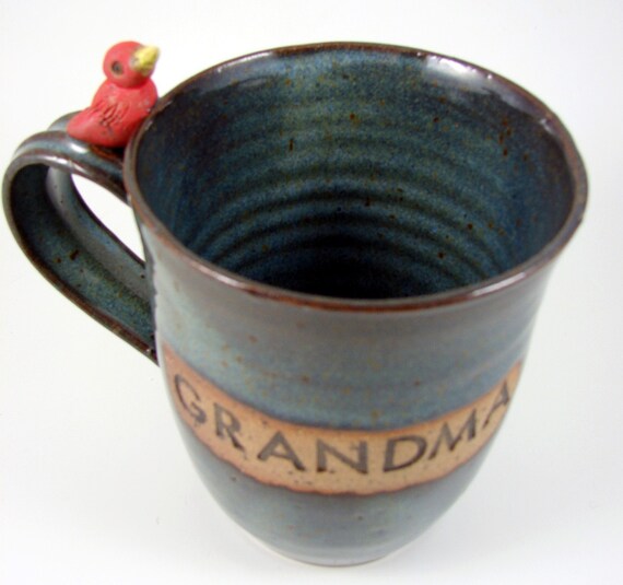 Custom Ceramic Mug with Bird / Customized and Handmade for You - Wheel Thrown Stoneware Clay Pottery